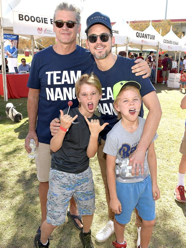 Bomer with husband Simon Halls and two of their sons at a charity walk in LA last October. Picture: Matt Winkelmeyer/Getty Images