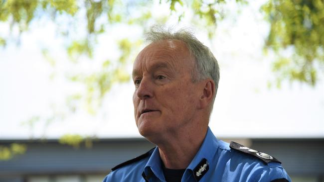 TFS chief officer Dermot Barry speaking after a multi-agency symposium at Launceston's The Tramsheds Function Centre in advance of Tasmania's upcoming fire season, October 18, 2022. Picture: Alex Treacy