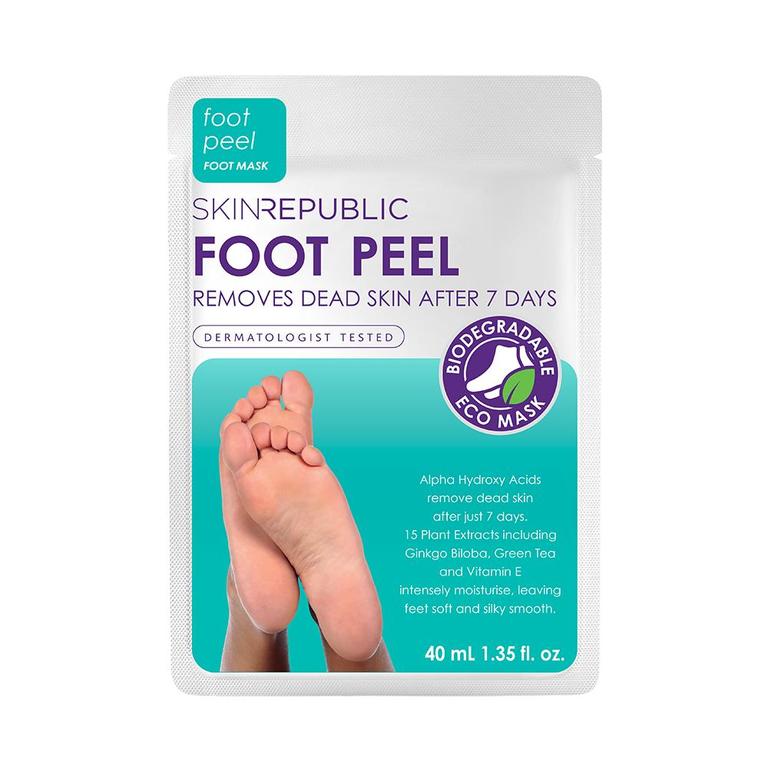 After months of wanting to try a foot peel, I finally slipped my toes into this Skin Republic Foot Mask. Picture: Supplied