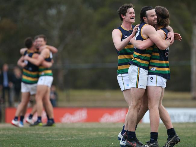 St Kevins celebrate on the final siren after VAFA (Premier) GF. Picture: Hamish Blair