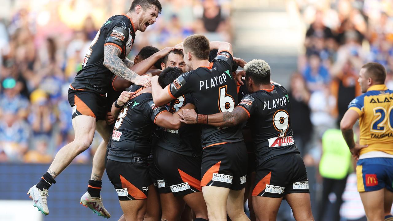 There were special scenes on Easter Monday when they Tigers stunned the Eels. Picture: Matt King/Getty Images