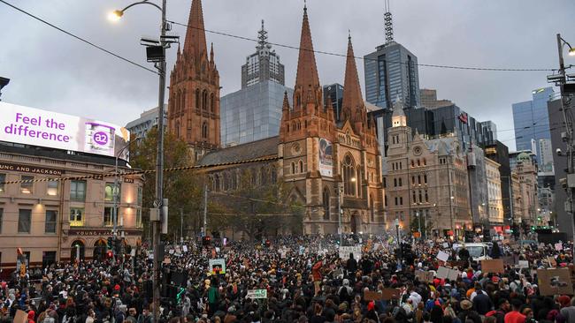 Demonstrators in Melbourne last Saturday. Picture: AFP