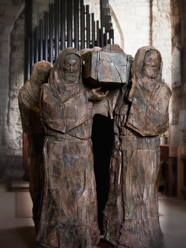 Wooden sculpture in St Mary’s Church, Lindisfarne.