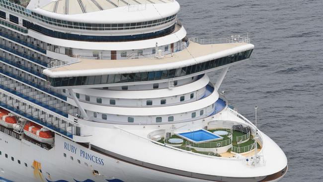 The Ruby Princess in the waters off Wollongong. Picture: Simon Bullard