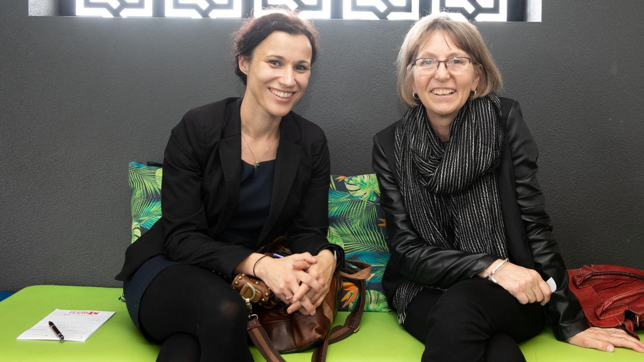 Nadja Conaghan and Louise Harrison from Motive Networks at the Business Moreton Bay Region interactive luncheon. Picture: Dominika Lis.