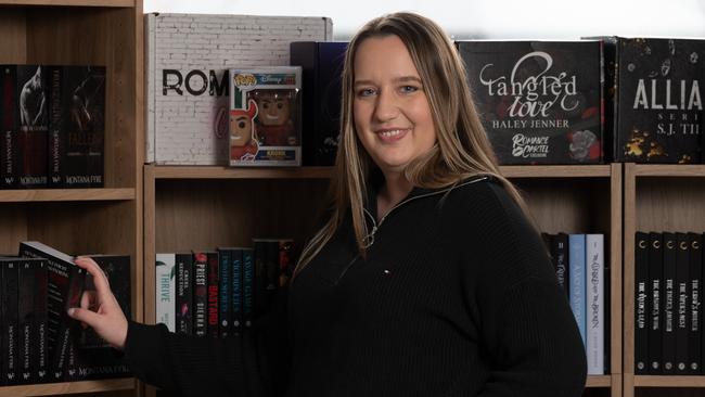 June 19, 2024: Montana Fyre is a local indie romance author. She has had lots of success in recent years, becoming a top 50 best selling dark romance author on Amazon. She is pictured at her house in Evanston South. Photo : Naomi Jellicoe