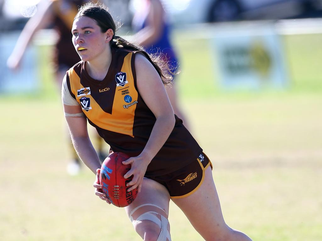 Division 2 women's footy - South Barwon v Drysdale

No 16. Caitlin Redmond for Drysdale.