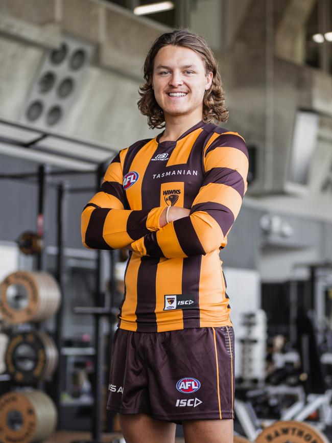 Jack Ginnivan in a Hawthorn jumper.