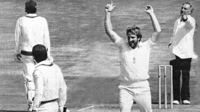 Ian Botham celebrates the wicket of Graeme Wood at Headingley in 1981.