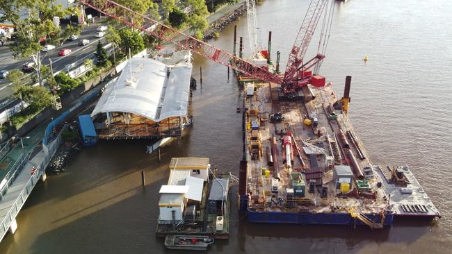 It's off! Two cranes finally managed to lift Drift off the Bicentennial bikeway last week.