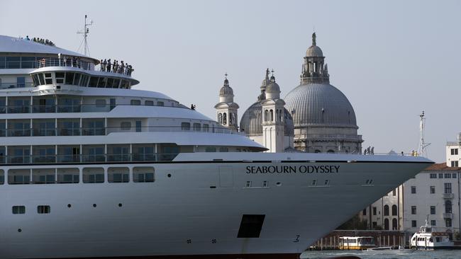 A cruise ship passes in front of St Mark’s Square, Venice. Picture: AP