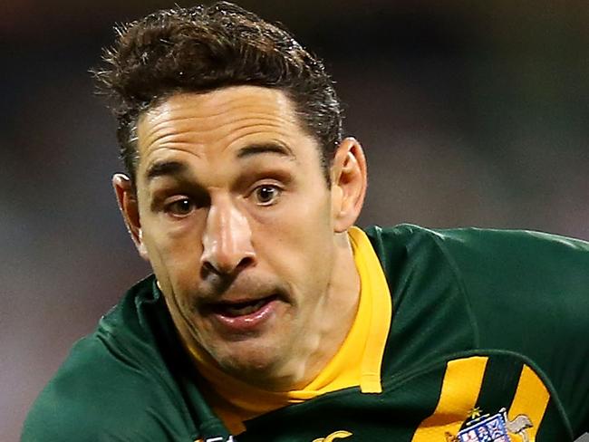 CANBERRA, AUSTRALIA - NOVEMBER 03: Billy Slater of Australia in action during the 2017 Rugby League World Cup match between Australian Kangaroos and France at Canberra Stadium on November 3, 2017 in Canberra, Australia.  (Photo by Mark Nolan/Getty Images)