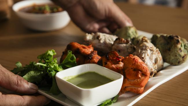 Shere Panjab’s Chicken Kebabs. Picture: Glenn Campbell