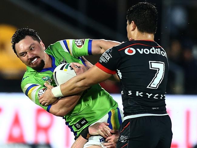 Jordan Rapana and the troubled Raiders take on the Warriors. Picture: AAP