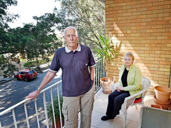 Upset: Suzanne and Brian Turnbull at their unit in Cremorne Point. Picture: Troy Snook