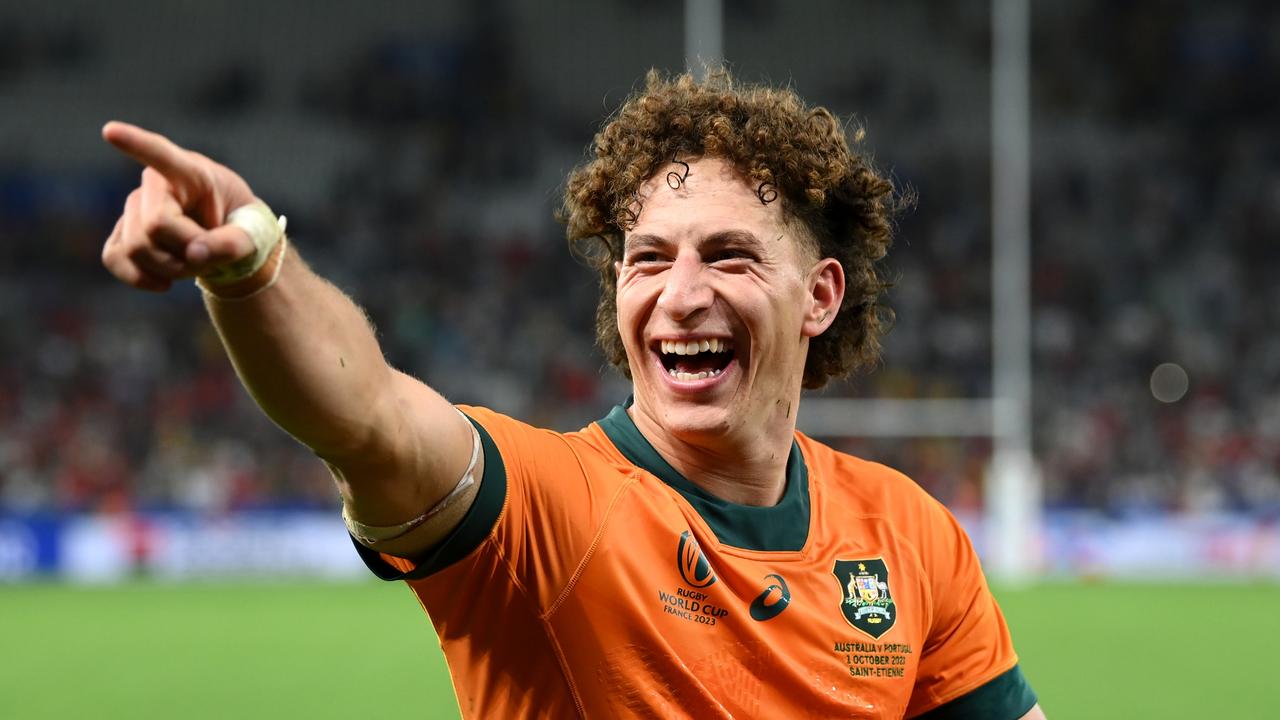 Mark Nawaqanitawase celebrates the crucial bonus point win over Portugal. (Photo by Stu Forster/Getty Images)