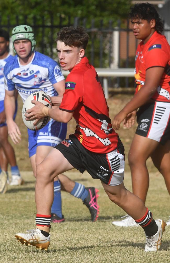 Cowboys Cup Schoolboys Football at Kern Brothers Drive. Ignatius Park College against Kirwan SHS (black). Picture: Evan Morgan