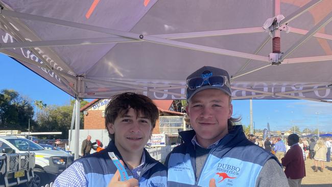 Two volunteers helping at Dubbo Kangaroos Rugby Club Ladies Day. Picture: Tijana Birdjan