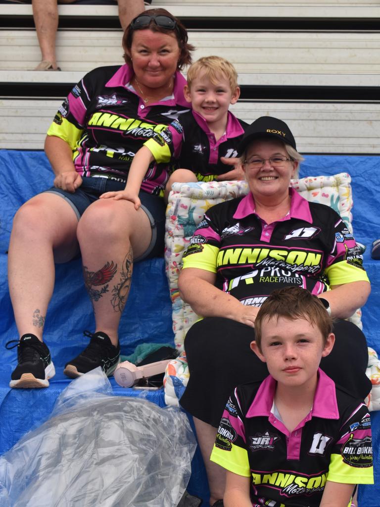 <p>Lynda Underhill, Duncan Bentley, Bernadette Annison and Zanda Bentley at the McCosker Rocky Speedway&rsquo;s Modified Sedans Cattle Cup at the Rockhampton Showgrounds on February 24, 2024.</p>