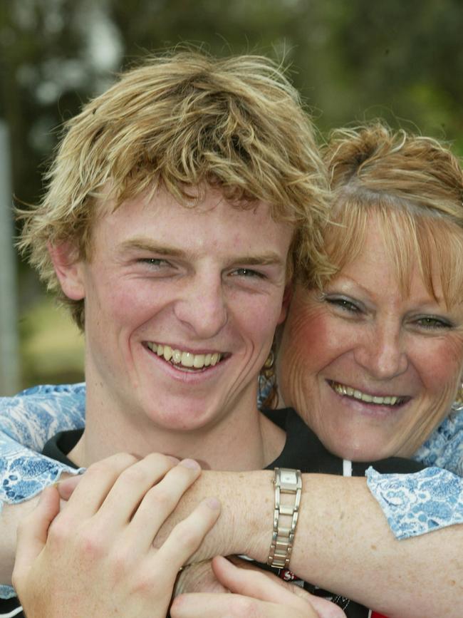 Brendon Goddard pictured with his mum Patti in Glengarry before being drafted.