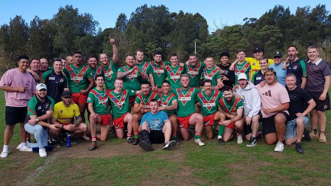 The Corrimal Cougars reserve grade side celebrate qualifying for their first grand final in 34 years. Picture: Steve Montgomery | OurFootyTeam