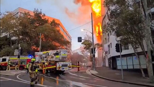 A large fire has broken out metres from Central station in Sydney's CBD. Picture: Nathan Schmidt/ NCA NewsWire