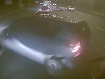 Dashcam footage show struck smashing into traffic