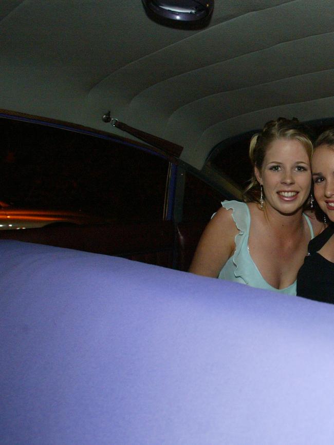JULY 31, 2004: Emmanuel College Formal at the Gold Coast International. Hyree Hawley, Bek MacDonald and Kirsty King (l to r). PicAlex/Carter - education socials