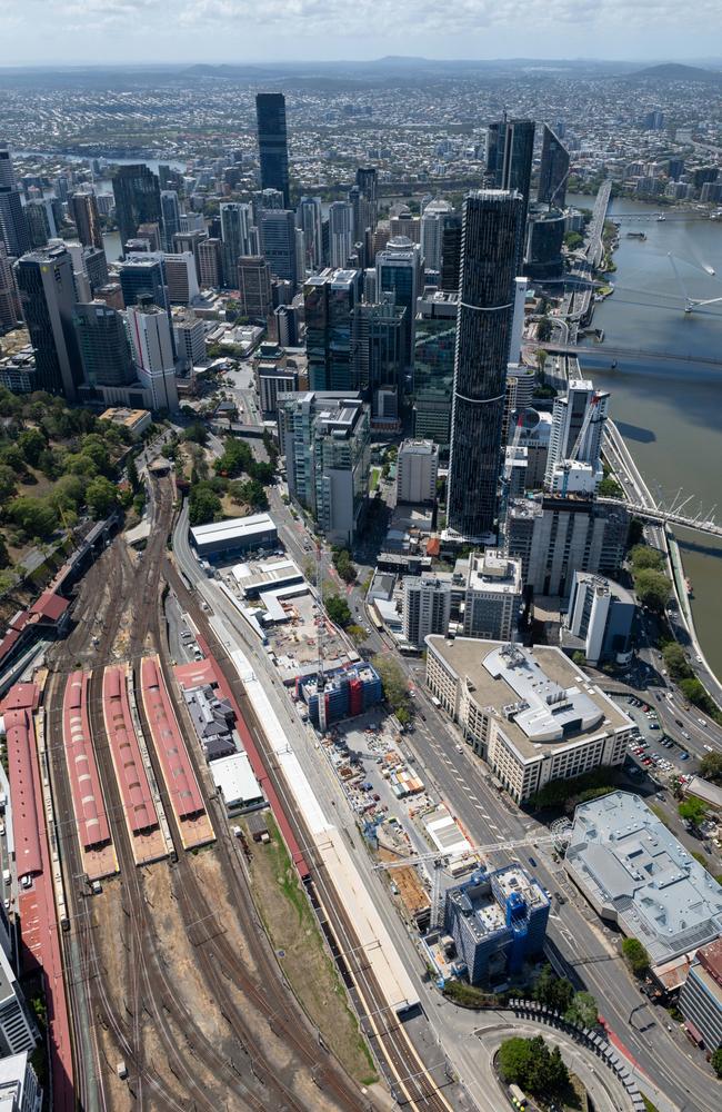 Cross River Rail feature - Roma Street station aerial shot.