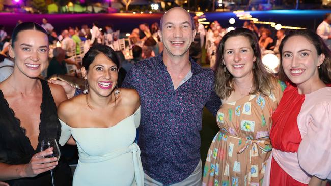 Nicola Booth, Sarina Keats, Jason Free, Penny Young and Bella Panettiere at the Lux De La Luna dinner beneath the Museum of the Moon at HOTA Outdoor Stage. Picture, Portia Large.