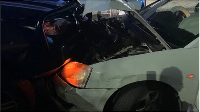 A police car was rammed in Albury during a 48 hour chase, damaging the front of the vehicle.