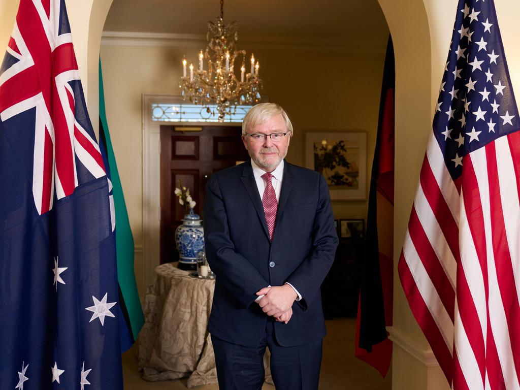 Ambassador of Australia to the United States, Hon Kevin Rudd, at his residence in Washington DC. Picture: Noah Willman