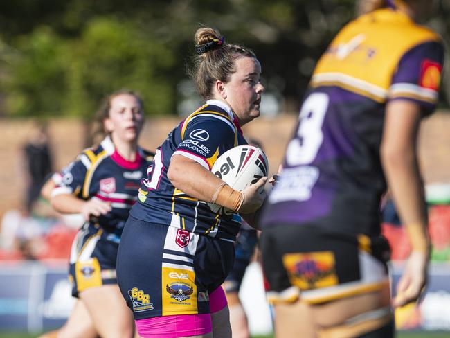 Taylah Hancock for Highfields against Gatton in TRL Women grand final rugby league at Toowoomba Sports Ground, Saturday, September 14, 2024. Picture: Kevin Farmer