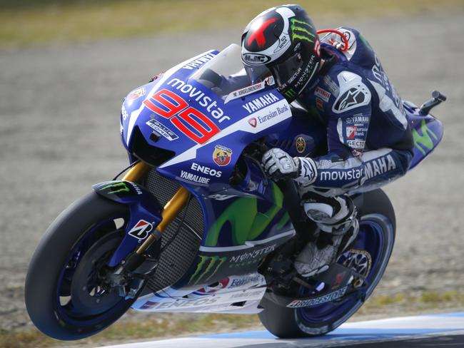 Jorge Lorenzo rides in practice at Motegi.