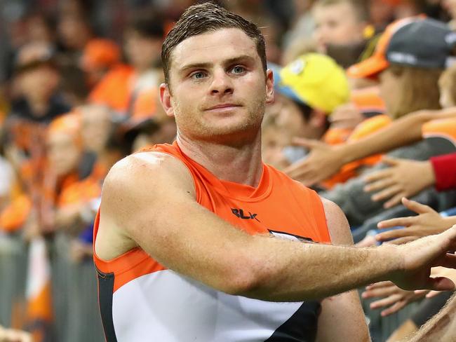 SYDNEY, AUSTRALIA - MAY 14: Heath Shaw of the Giants thanks fans after winning the round eight AFL match between the Greater Western Sydney Giants and the Gold Coast Suns at Spotless Stadium on May 14, 2016 in Sydney, Australia. (Photo by Cameron Spencer/Getty Images)