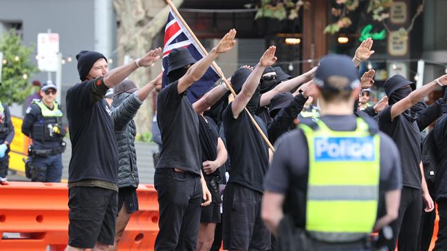 National socialist network Nazis protest against proposed immigration increases. Picture: Jake Nowakowski