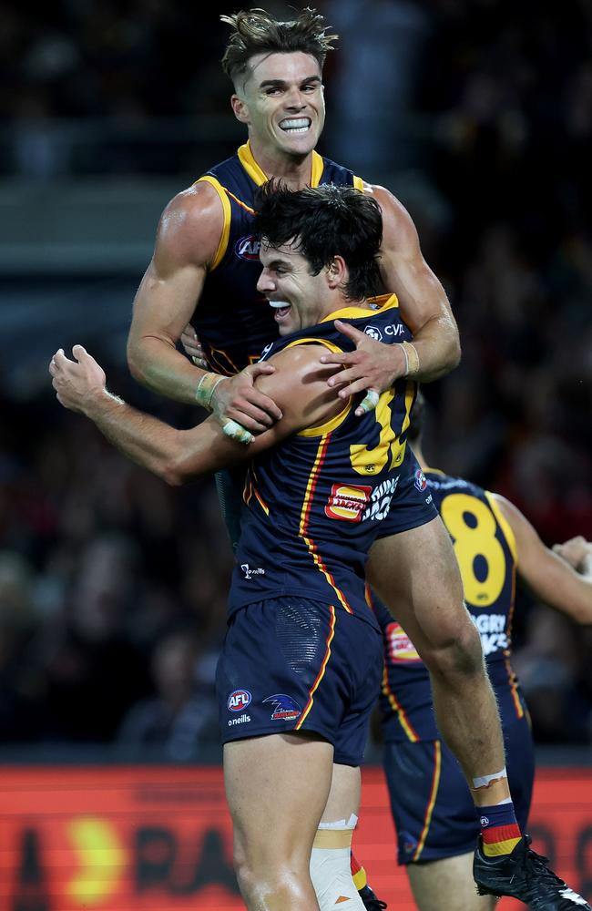 Darcy Fogarty has joined Ben Keays in Adelaide’s leadership group. Picture: James Elsby/AFL Photos