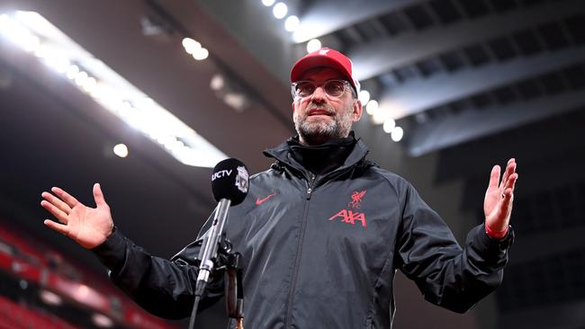 Liverpool manager Jurgen Klopp at Anfield after the victory