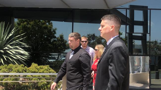 Michael Barton (left) and Steven Barton (right) leave Southport Court. Picture Lea Emery