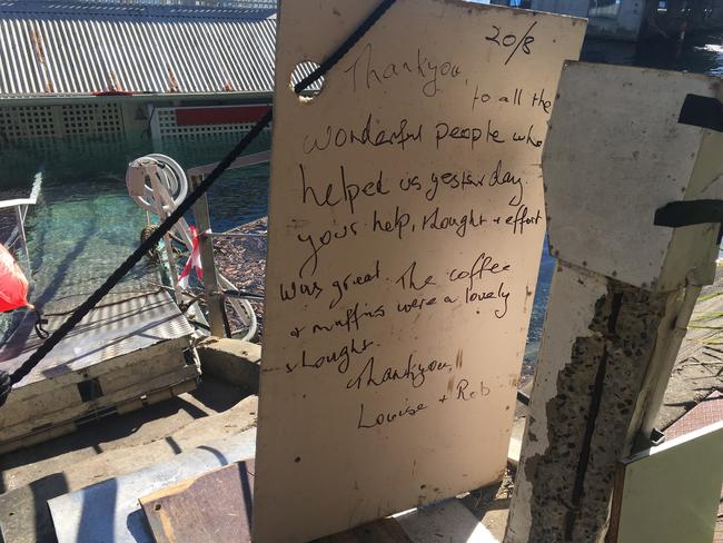 The note that was left thanking residents for their help.