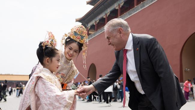 Trade Minister Don Farrell was given a rare tour of the Forbidden City in Beijing as a guest of the Chinese Ministry of Commerce. Credit: DFAT Michael Godfrey