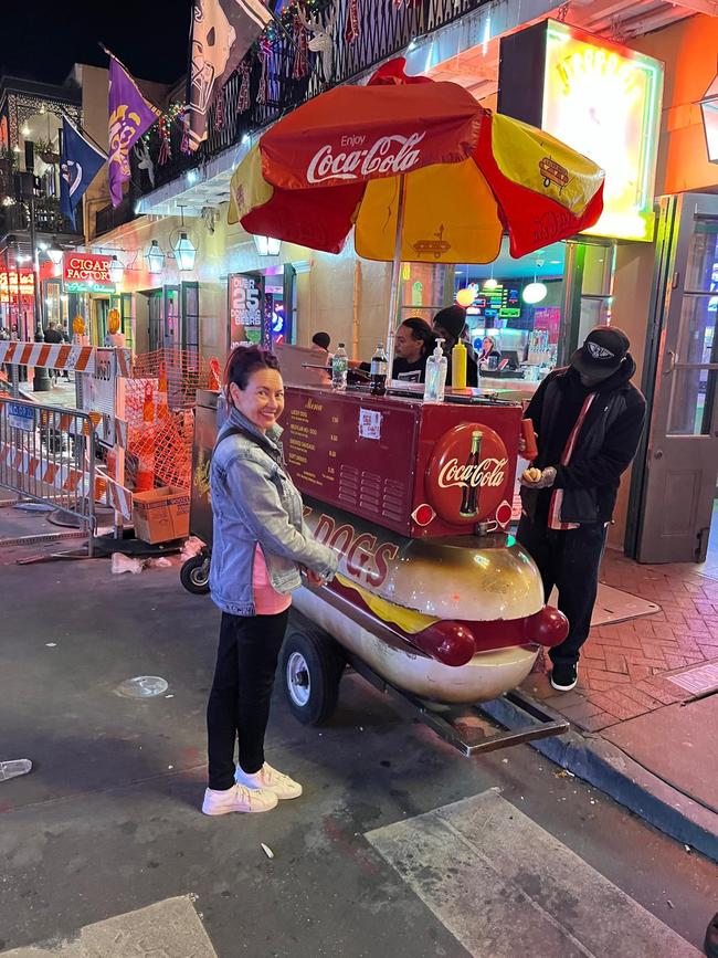 Ms Tobin on Bourbon St in New Orleans hours before the attack. Picture: Michelle Tobin