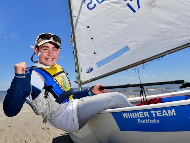 National junior sailing champion Ben Hinks has won the primary category of the Messenger School Sports Awards. Picture: Mark Brake