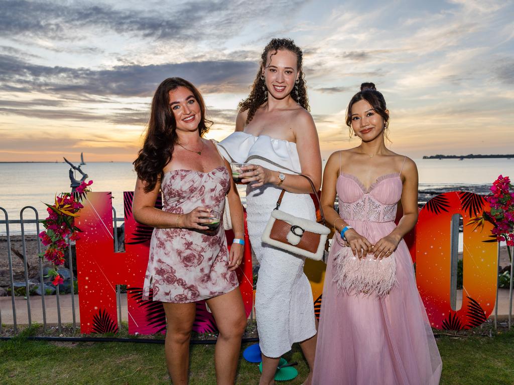 Caitlin Welsh, Jessica Linnell and Ploy Waycharapron at the 2025 Hospitality NT Aristocrat Technologies Awards for Excellence, Darwin Ski Club. Picture: Pema Tamang Pakhrin