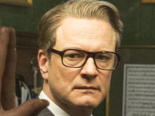 L-R: Colin Firth and Taron Egerton in a scene from film Kingsman: The Secret Service