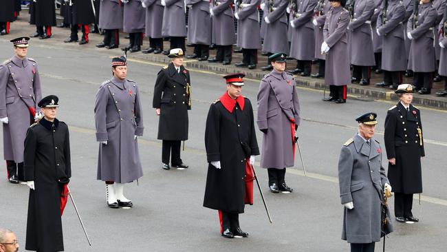 Prince William, Prince of Wales, King Charles III and Princess Anne, Princess Royal during the National Service of Remembrance at The Cenotaph. Picture: Getty Images