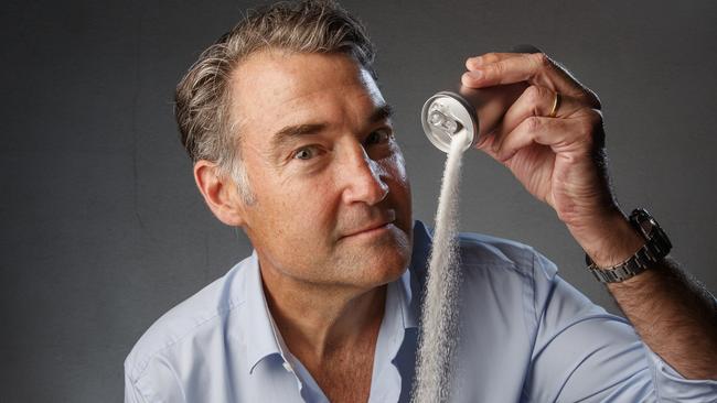 2020 Australian of the Year, ophthalmologist James Muecke, with evil sugar. Picture: Matt Turner