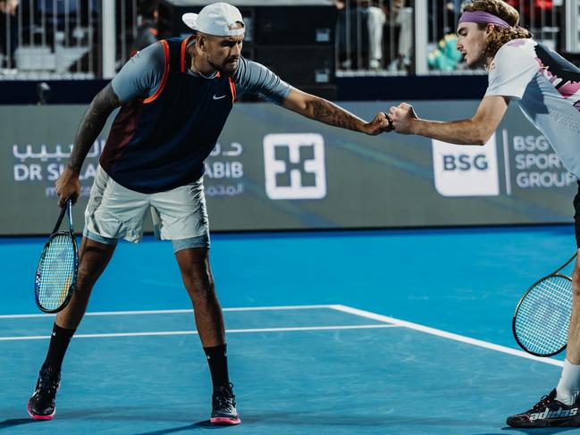 Nick Kyrgios played alongside Greece’s Stefanos Tsitsipas in Saudi Arabia instead of the Davis Cup. (Photo by Alexander Scheuber/Getty Images for MatchMaker)