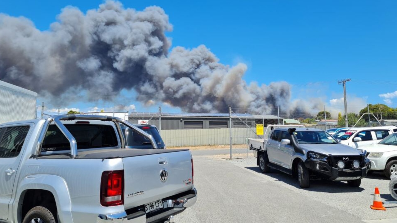 Smoke rises over Port Lincoln. Picture: Robert Lang