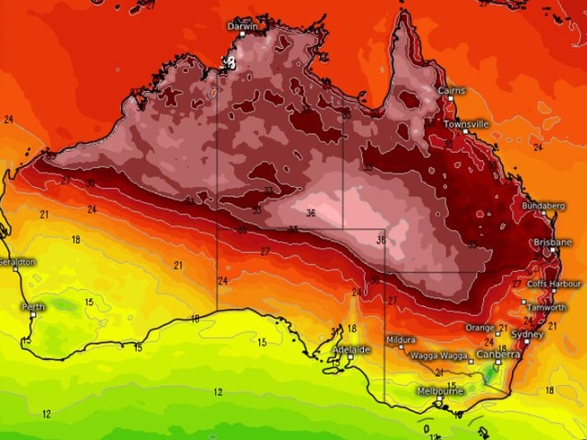 Northern Australia is sweltering through a winter heatwave. Picture: meteologix.com/au